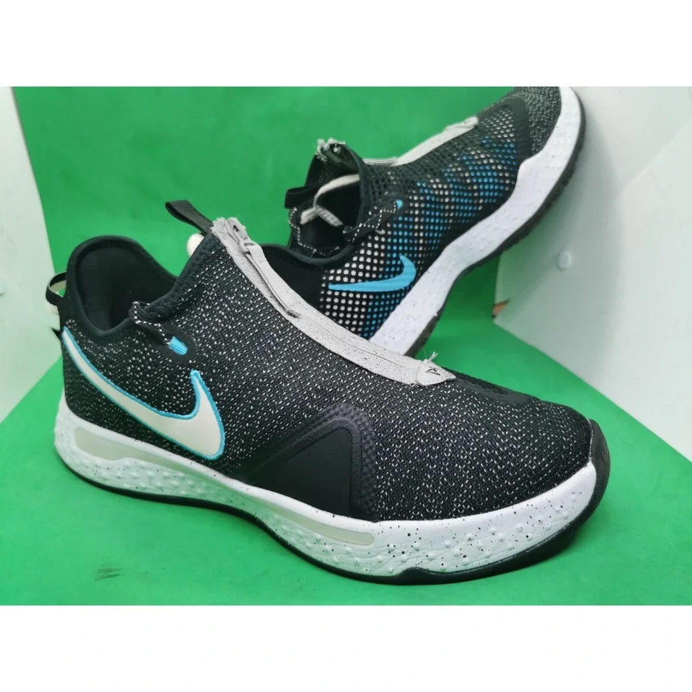 Nike PG 4 Paul George Black Wolf Grey Teal Blue Men Size 11 Basketball Shoes C8